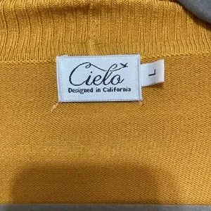 Cielo Women's Long Open Front Cardigan - Solid Mustard Knit Sweater With Pockets, Size XL